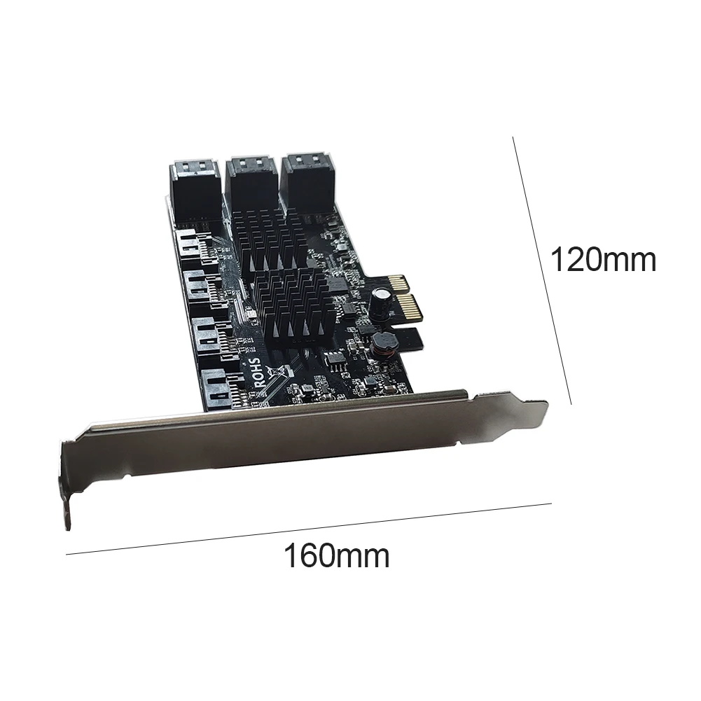 

SATA PCIe Adapter 10 Ports SATA III to PCI Express 2.0 X1 Controller Expansion Card JMB582+JMB575+JMB575