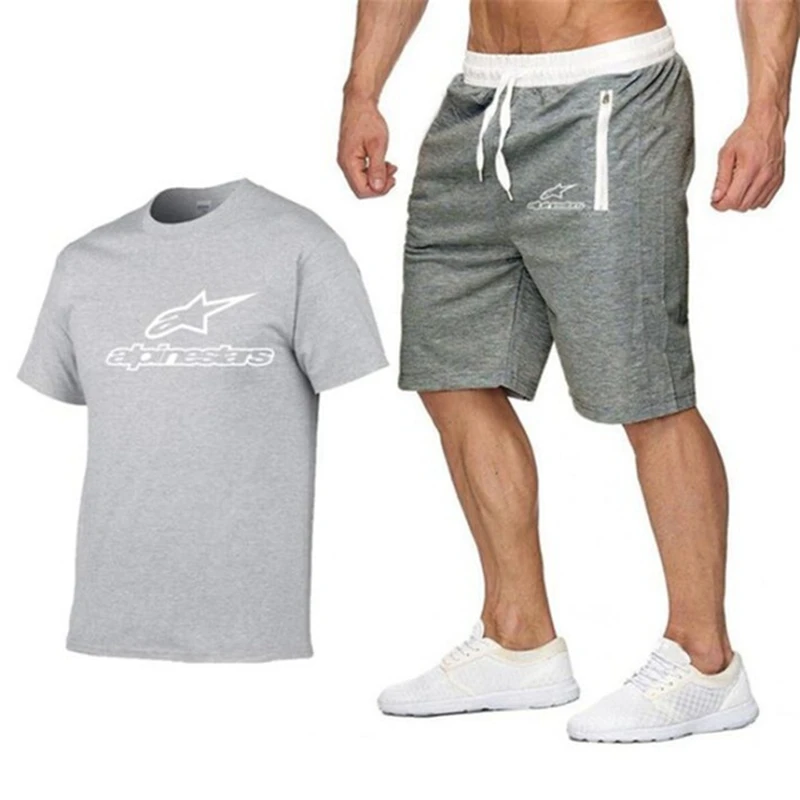 

2021 Brand Fashion T-shirt Pants Men's Sportswear Summer Men's Clothes Shortsleeved T-shirt +casual Pants 2-piece Set