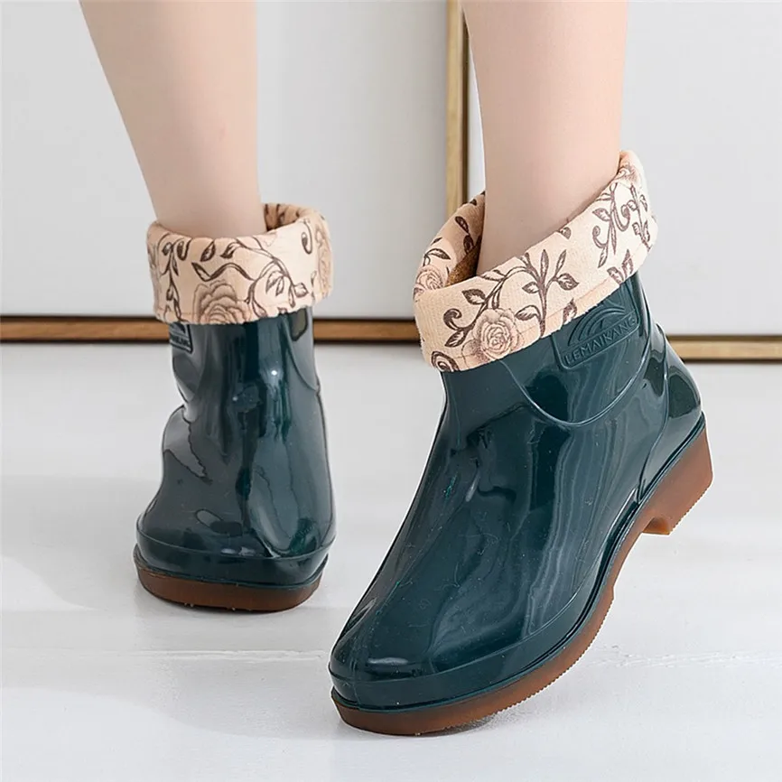 Winter Women's Rain Boots Thicken Cover Waterproof Shoes Unisex Anti-Skip Ankle Plus Size High Quality Short Booties z4 | Обувь