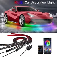 4x car underglow flexible strip led remote app control rgb led strip under automobile chassis tube underbody system neon lights