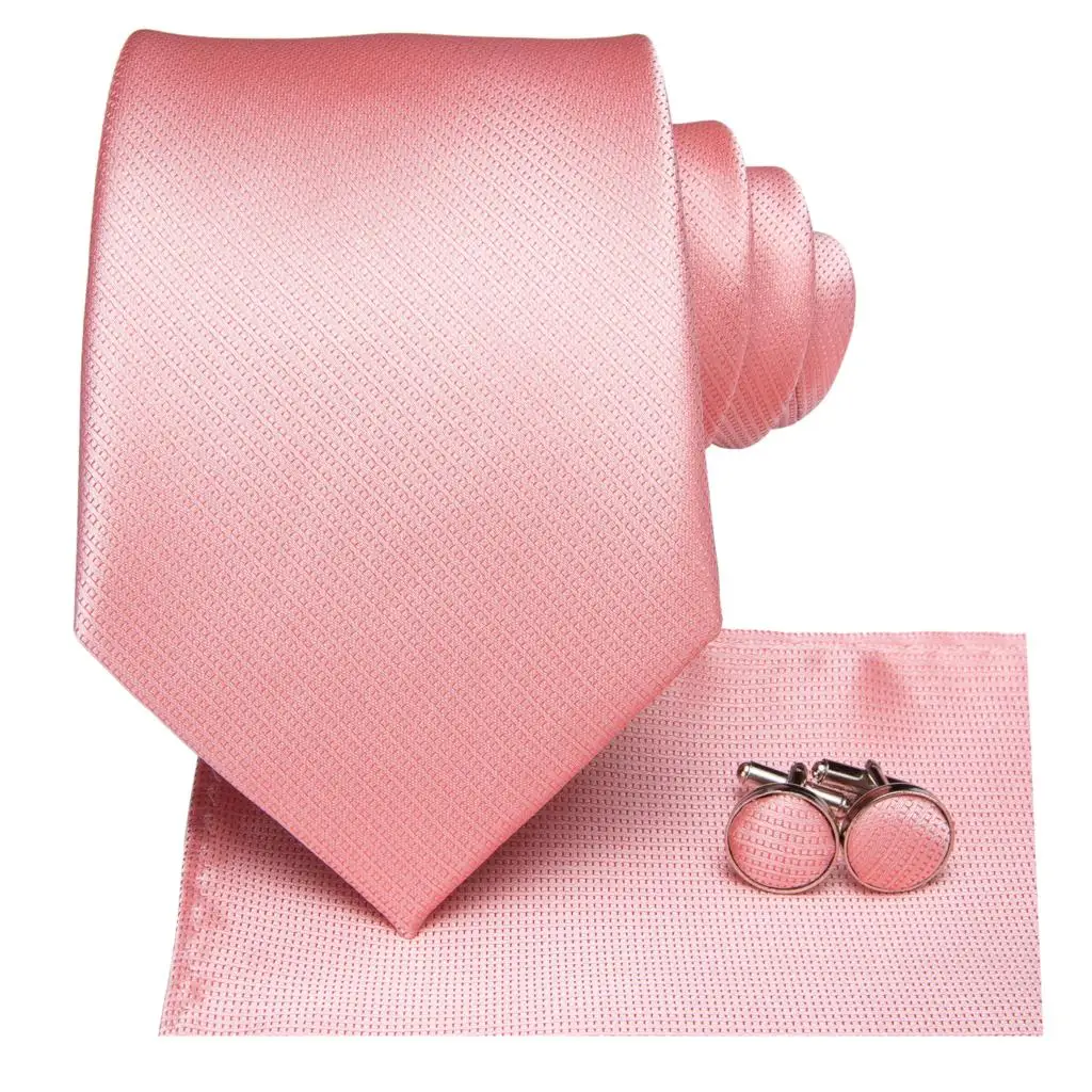 Hi-Tie однотонный розовый Шелковый Свадебный галстук для мужчин Handky Cufflink Boutonniere