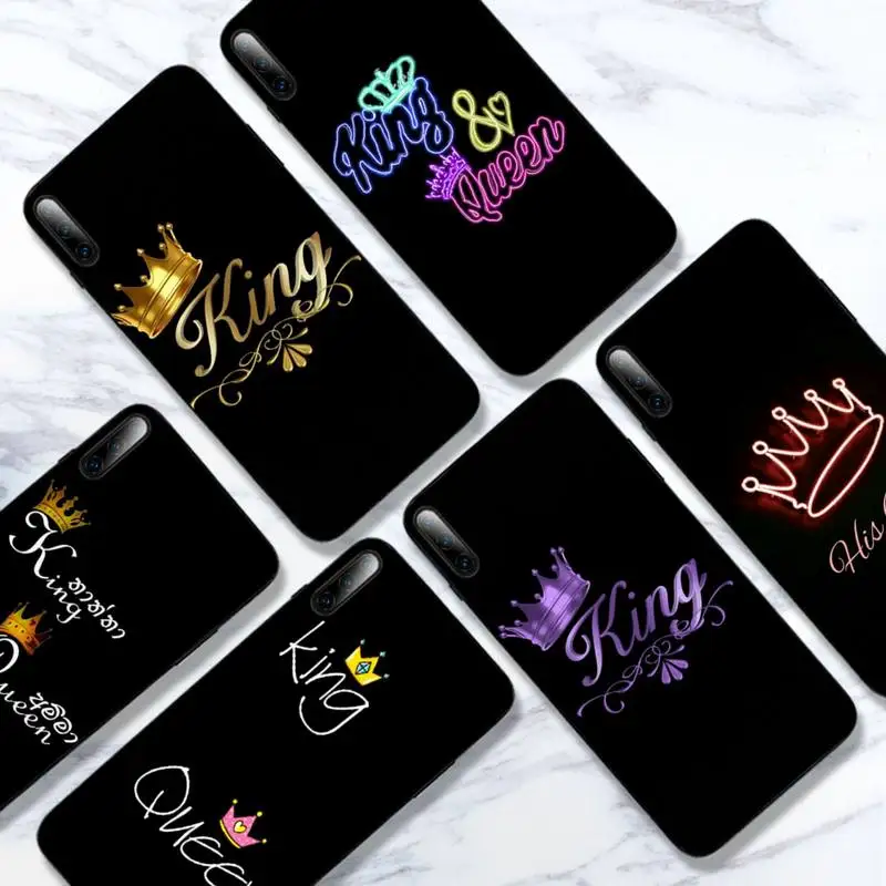 

King Queen Crown Phone Case for Samsung s21 ultra S6 S7 edge s8 s9 s10 S20 plus lite S10E note 10 20 pro coque