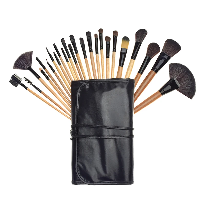 

24Pcs Professional Makeup Brush Leather Bag Gift Cosmetic Eyeshadow Foundation Lash Eyelashes Concealer Makeup Brushes Tool