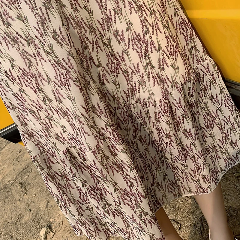 Женское шифоновое платье с цветочным принтом Элегантное Черное длинное