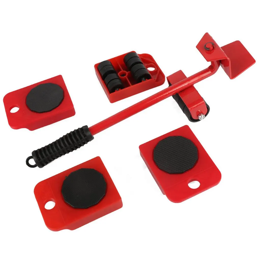 

5Pcs Furniture Lifter Sliders Kit Profession Heavy Furniture Roller Move Tool Set Wheel Bar Mover Device Max Up for 100Kg/220Lbs