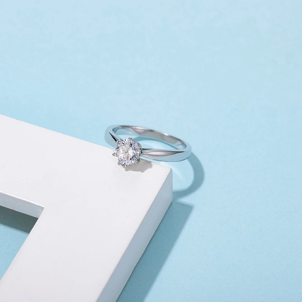 Shipei Простое Алмазное Кольцо Из Серебра 925 пробы VVS1 0.5 карат D Цвет Настоящий Моиссанит Свадебное Обручальное Красивое Украшение GRA.