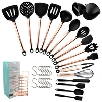 best silicone cooking utensil set wooden handle spatula soup spoon brush ladle pasta colander non stick cookware kitchen tools
