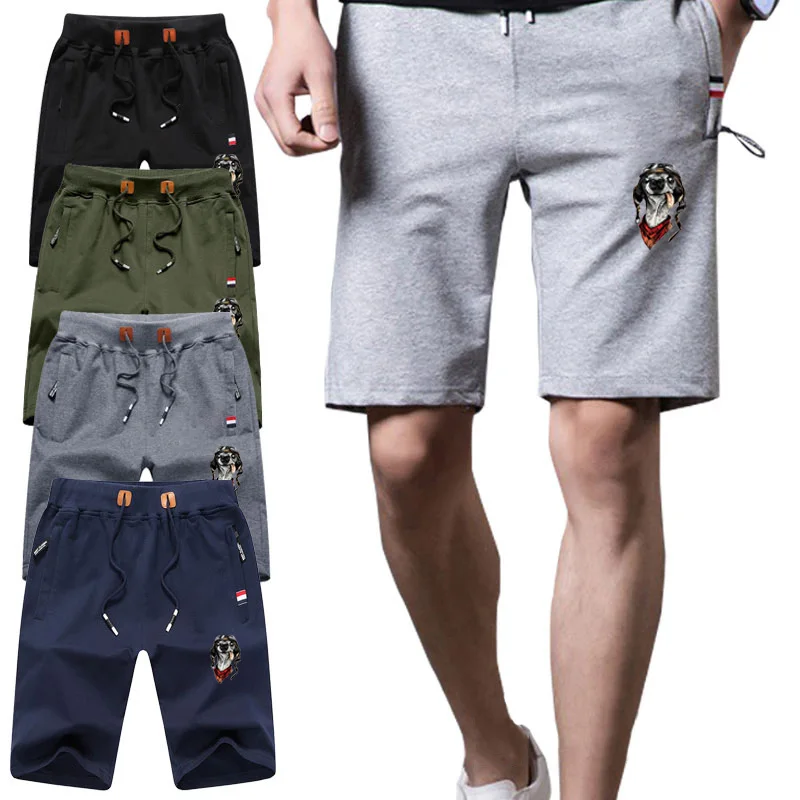 

Fashion Cute Men's shorts Animal pilot Dog & Panda Print Pants Drawstring Summer Beach Sports Casual Male Shorts Men