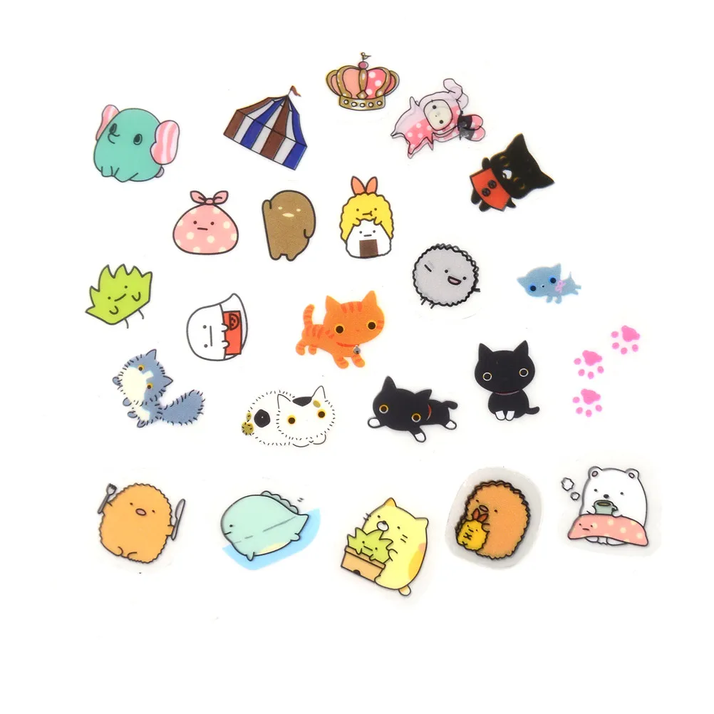 

80pcs/pack DIY Cartoon Kawaii PVC Stickers Lovely Cat Bear Sticker For Diary Decoration Note Sticker Flakes Stationery Stickers
