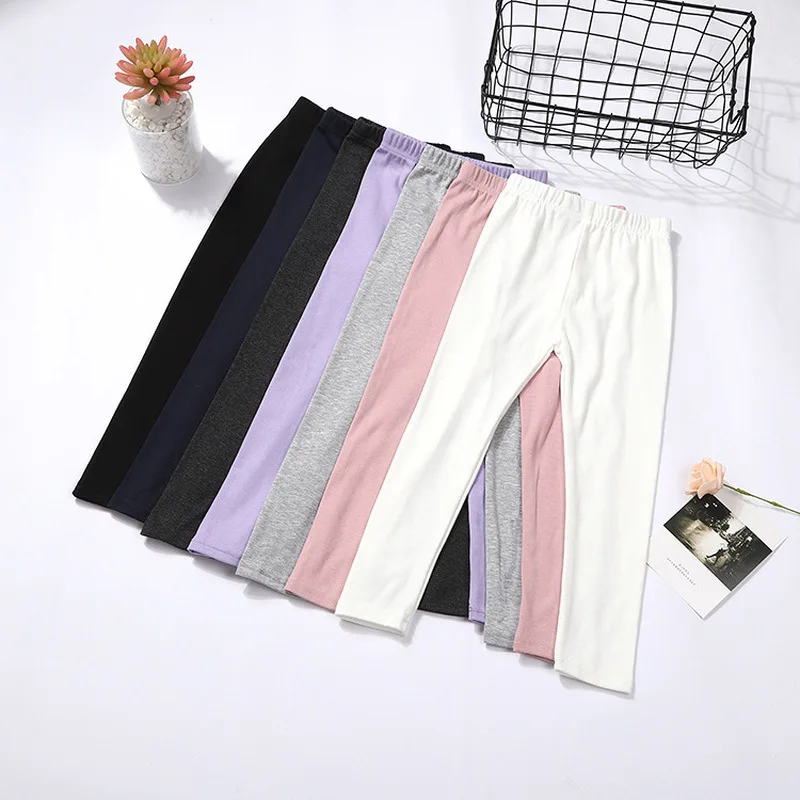 Детские узкие брюки карандаш для девочек осенние черные леггинсы Зимние теплые