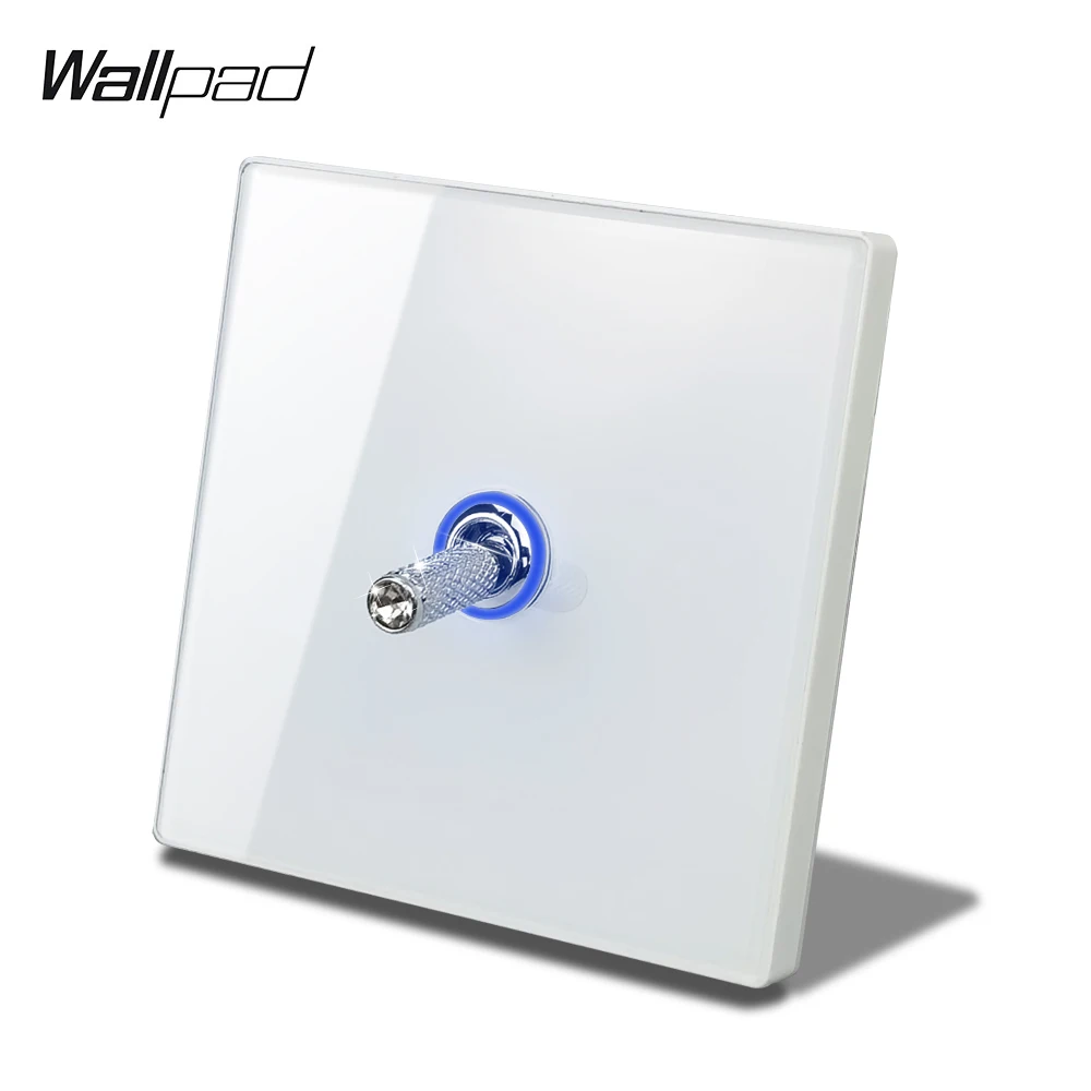 

Wallpad White Crystal Toggle Wall Light Switch 1/2/3 Gang Circle LED Indicator Round Corner