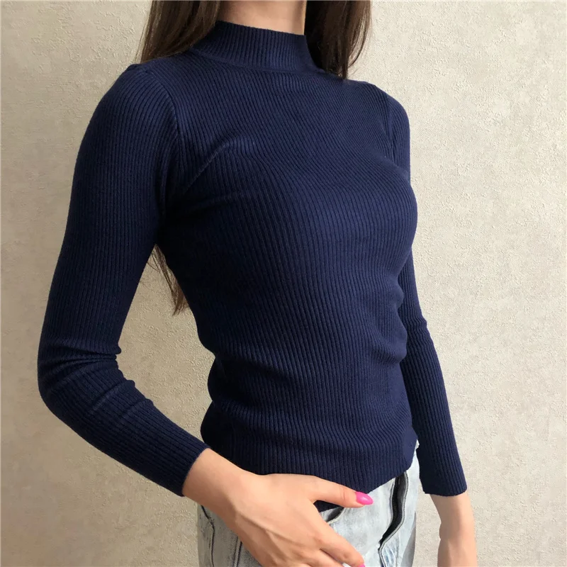 Свитеры женские осенне-зимние базовые вязаные теплые свитеры с высоким воротом
