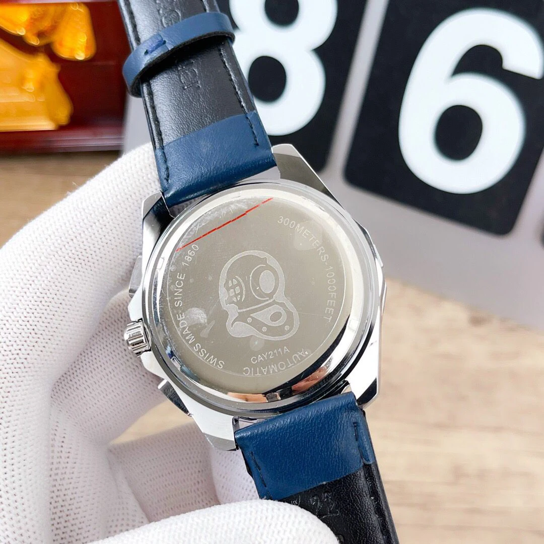 

2021 New Fashion Brand Quartz Watch Leather Strap Glass Mirror Watch Men's Battery Powered 6-pin Working