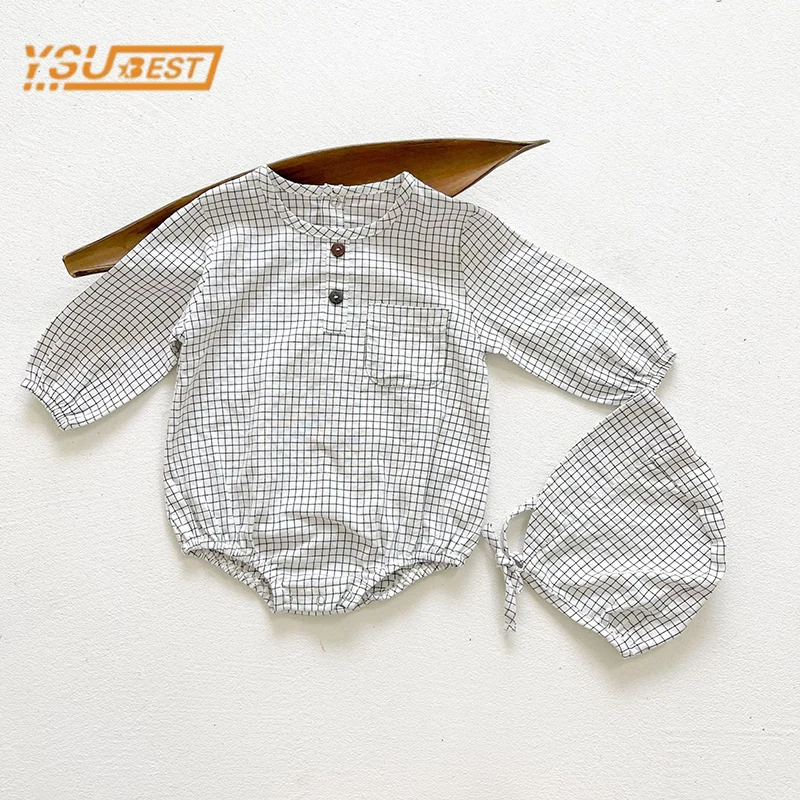 

Infant Baby Boys Girls Long Sleeve Grid Rompers Spring Newborn Baby Boys Girls Children Jumpsuit Kids Baby Boys Girls Rompers