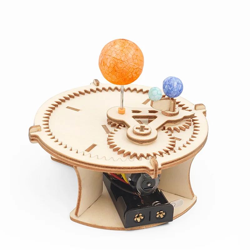 DIY Earth Moon Sun Three Sphere Instrument Kids Handmade STEM Science Education Teaching Wooden Model Kit Children Toys