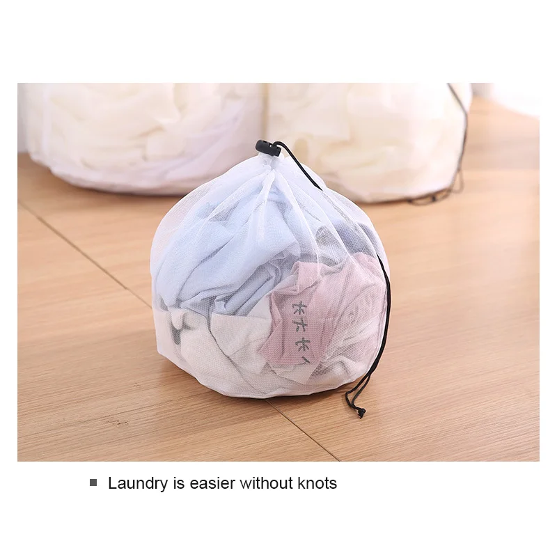 

Home Nylon Mesh Durable Material Drawstring Net Bag Laundry Bag Clothing Washing Bag Bra Storage Net Bag Thickened Anti-scratch