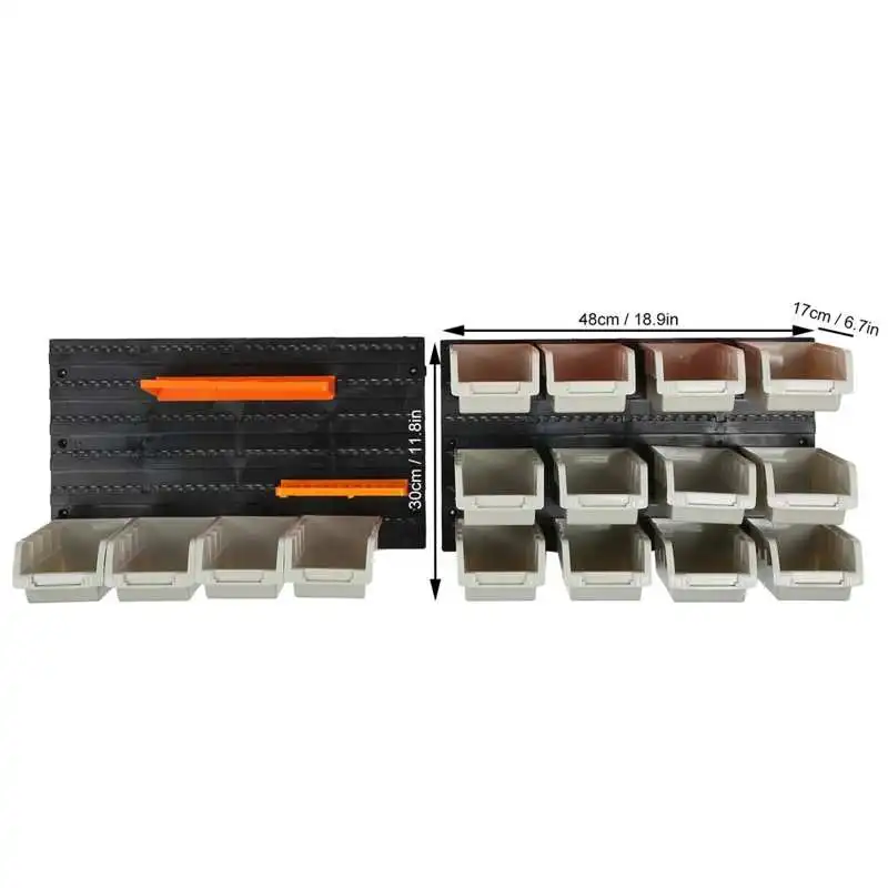 

46Pcs Wall Mounted Storage Bins Tool Organiser Set Garage Workshop Tools Holders Organiser Rack