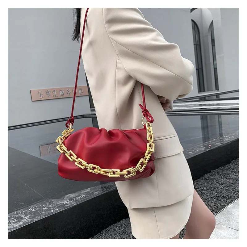 

Women Luxury Designer Cloud Clutch Bag Hot New Trendy Fashion Ladies Chain Shoulder Bags Soft PU Women's Handbag Tote