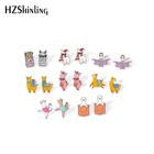 2020 новые серьги-гвоздики с ламой альпакой, Мультяшные акриловые серьги, эпоксидные смолы, ювелирные изделия ручной работы