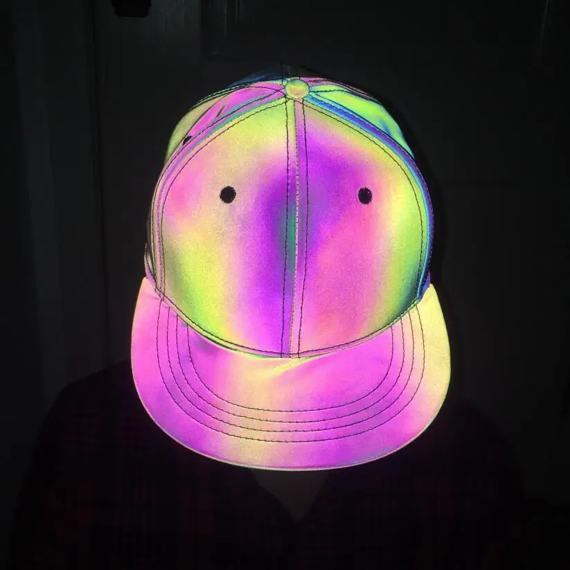 Высококачественный цветной, отражающий бейсболки хип-хоп snapback мужские и женские радужные Цветные Светоотражающие шапки уличная Прямая - Цвет: as piture
