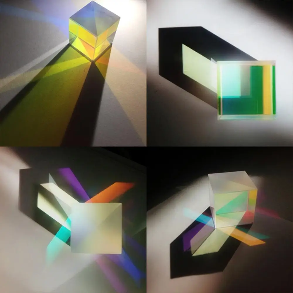 Красочные комбайнер Splitter кросс-Двуцветные куб RGB Призма оптический Стекло в