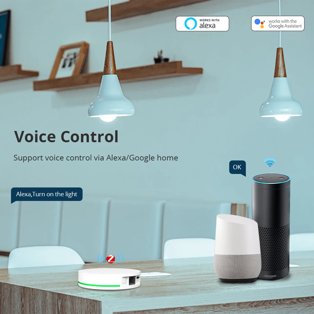 Шлюз Zemismart Tuya Zigbee с сетевым кабелем проводное соединение Alexa Google Home дистанционное