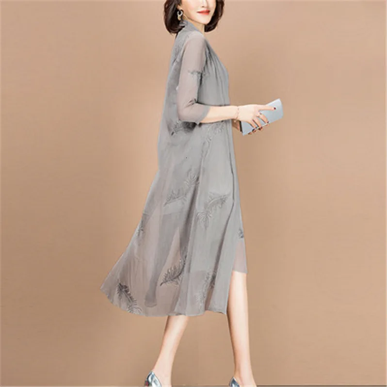 Женские костюмы с длинным жакетом до колена рукавом три четверти для мамы платья