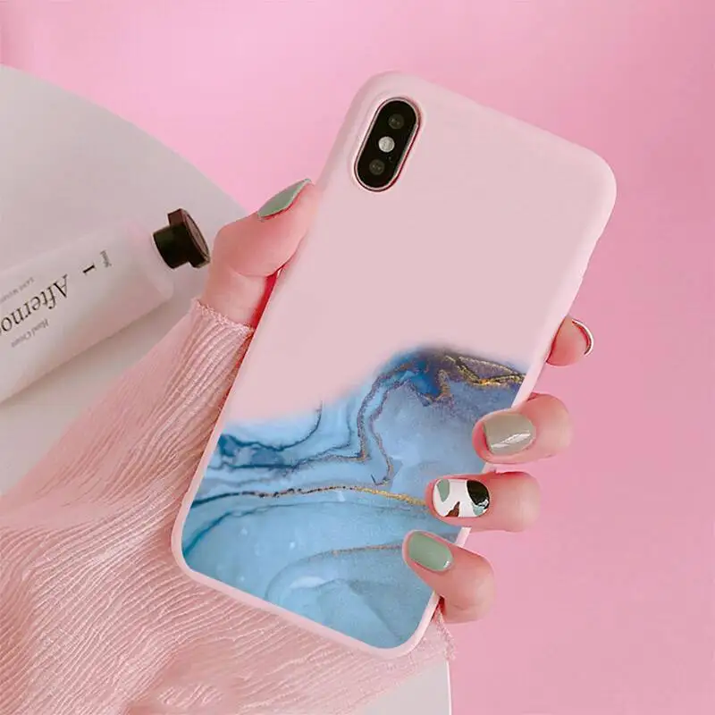 

art fashion aesthetic Vintage Colorful Marble Phone Case Candy Color Pink for iPhone 11 pro XS MAX 8 7 6 6S Plus X 5S SE 2020 XR