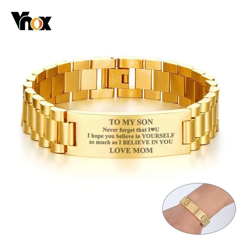 Vnox мама папа любовь никогда не отсутствует моему сыну мужество мужской браслет
