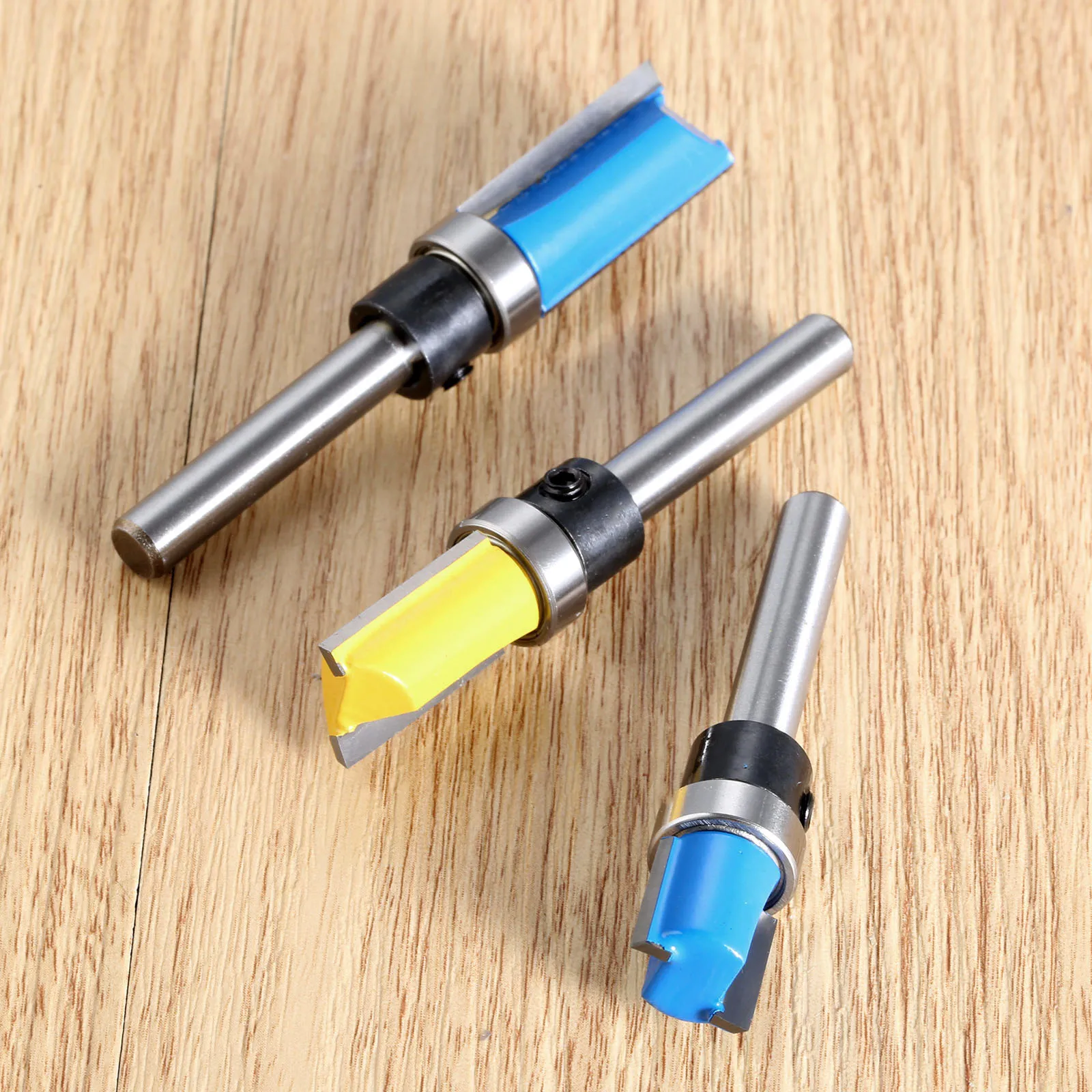 3Pcs 1/4'' Shank Flush Trim Router Bit Top &amp Bottom Bearing Woodworking Milling Cutter Wood Drilling for Carbide Carpenter Tools |
