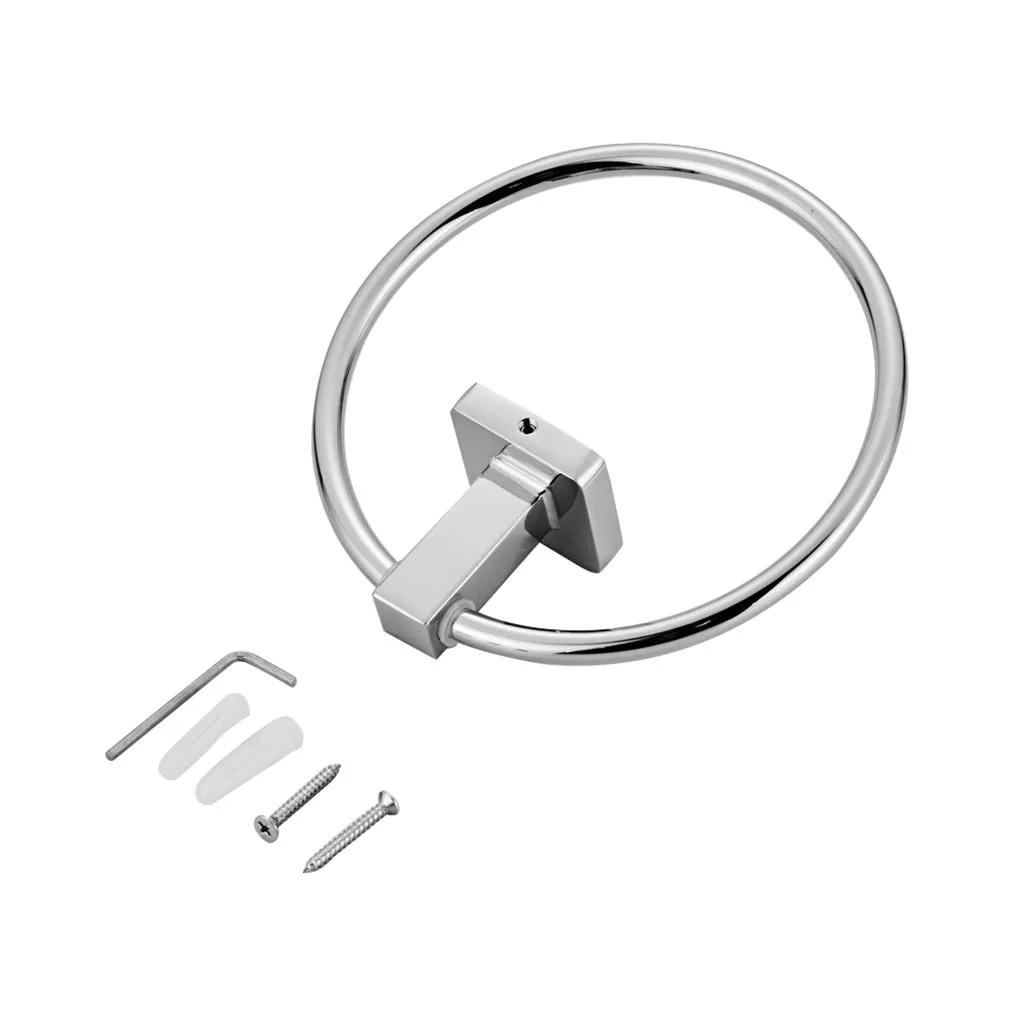 

Hand Towel Holder Ring Round Wall Mounted Bathing Towel Rack Stainless Steel Towel Bar Ring Kitchen Bathroom Accessories