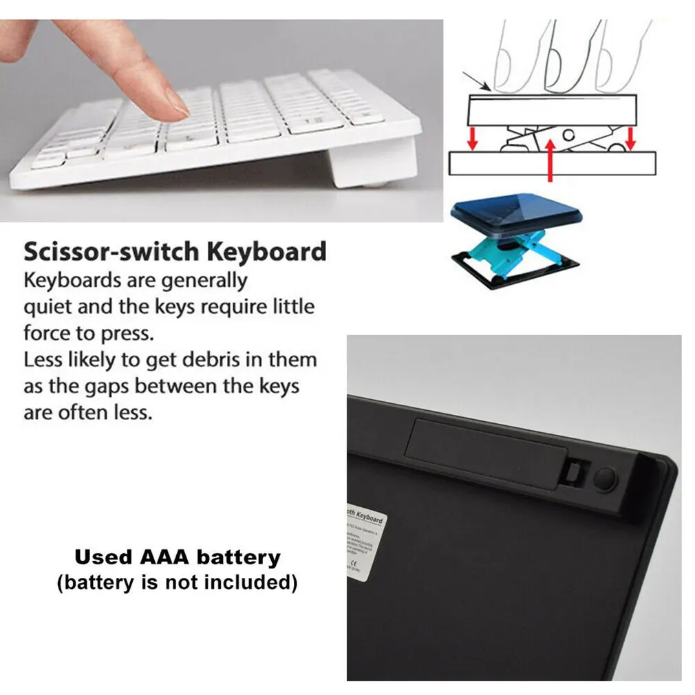 Беспроводная клавиатура Bluetooth-совместима с Apple для iPad iPhone Android Mac Windows Ultra Slim |