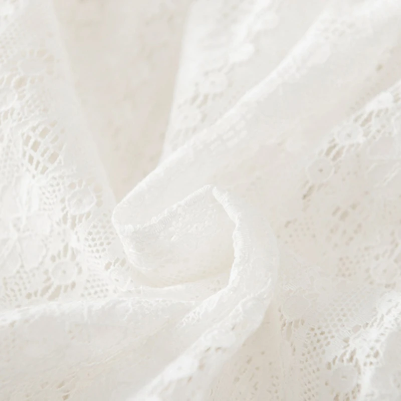 

Elegant Patchwork Lace Shirt Women Solid Ruffles Neck Lantern Sleeve Hollow Out Blouse Female Casual Retro Mujer Tops