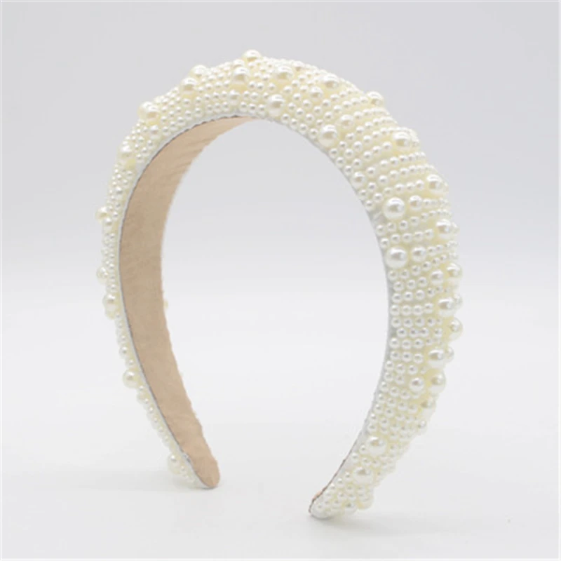 

New Simulated Full Pearl Rhinestones Luxury Hair Accessories Padded Hair Headbands Women Bands Headdress Sparkly headwear