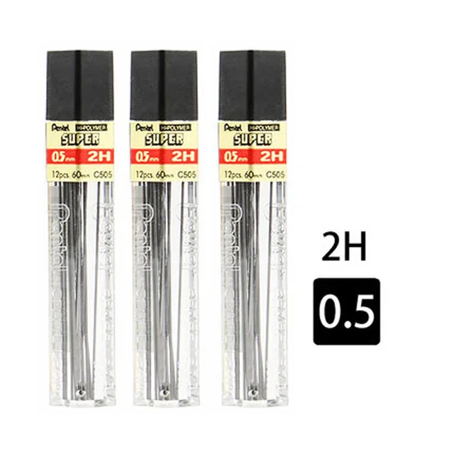 4/6 шт. Pentel C505 грифели для механических карандашей активности стержни для карандаша офисные и школьные принадлежности - Цвет: 6Pcs 2H 05mm