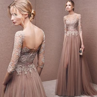 gorgeous illusion neck short sleeves chiffon lace applique wedding guest dress mother of the bride dresses