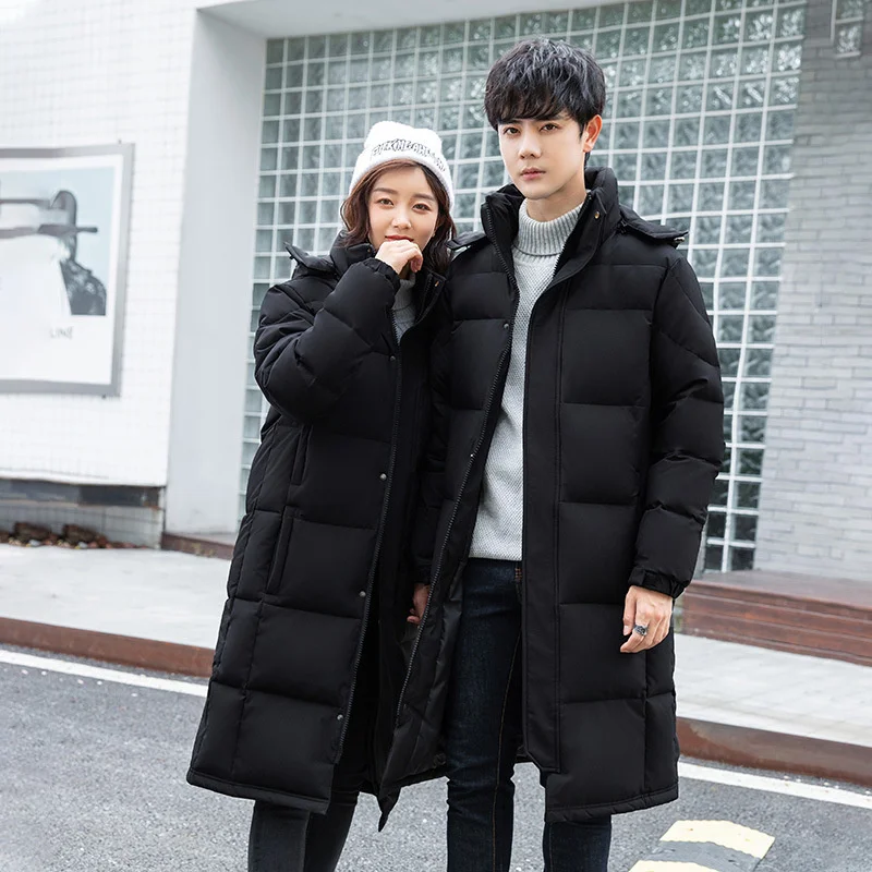 Winter Couples Down Jacket 2021new Loose Long Parka Jacket Men Mid-length Thickened Student Down Padded Jacket Korean Jackets