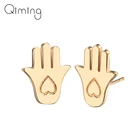 Ручные серьги Хамса, Фатима, ручное сердце, серьги-гвоздики для женщин, маленькие модные ювелирные изделия, Золотые Модные женские серьги, подарок