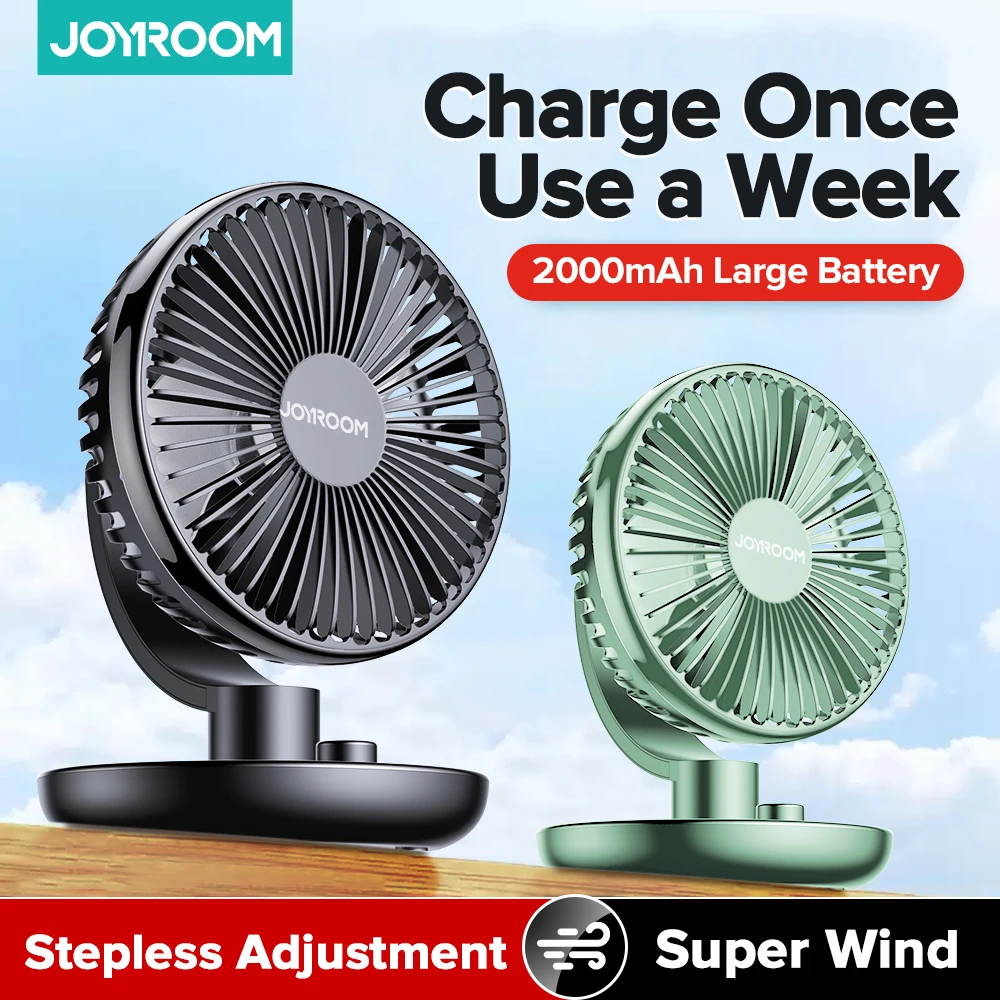 

Joyroom Mini Fan USB Rechargeable Desktop/Table Fan Portable Whisper Quiet Fan for Desktop Usb Fan Ventilador Cooler 2000mAh