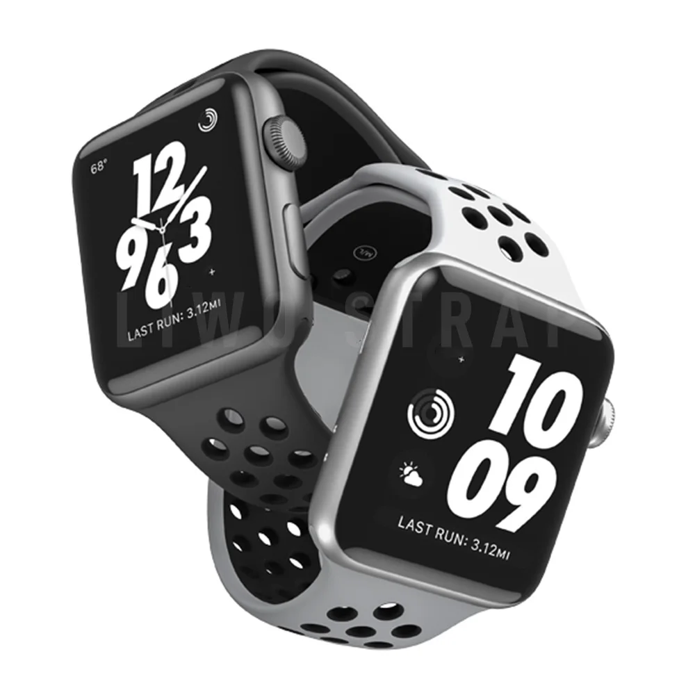 

Silicone Strap For Apple Watch Band 44mm 40mm 42mm 38mm Breathable Sport bracelet Apple watchbands for iWatch series 6 5 4 3 se