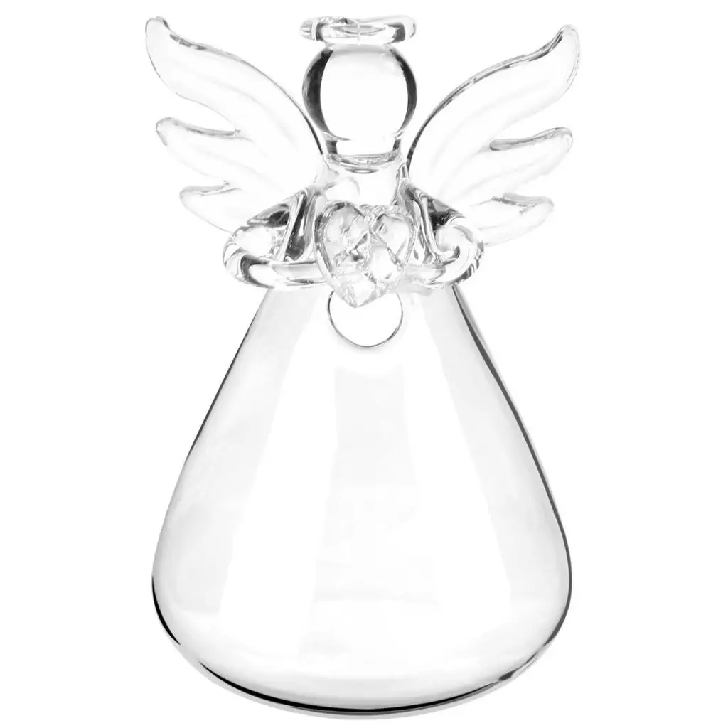 

1pc Clear Angel Shape Glass Crystal Flower Plant Stand Hanging Tabletop Vase