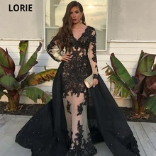 LORIE Vestidos De Noche con cuello en V, manga larga, cremallera, apliques en la espalda, cristal, para Fiesta De Noche (1)