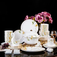 ceramic tableware set lily bone china rice bowl dish jingdezhen ceramic gift logo custom wholesale