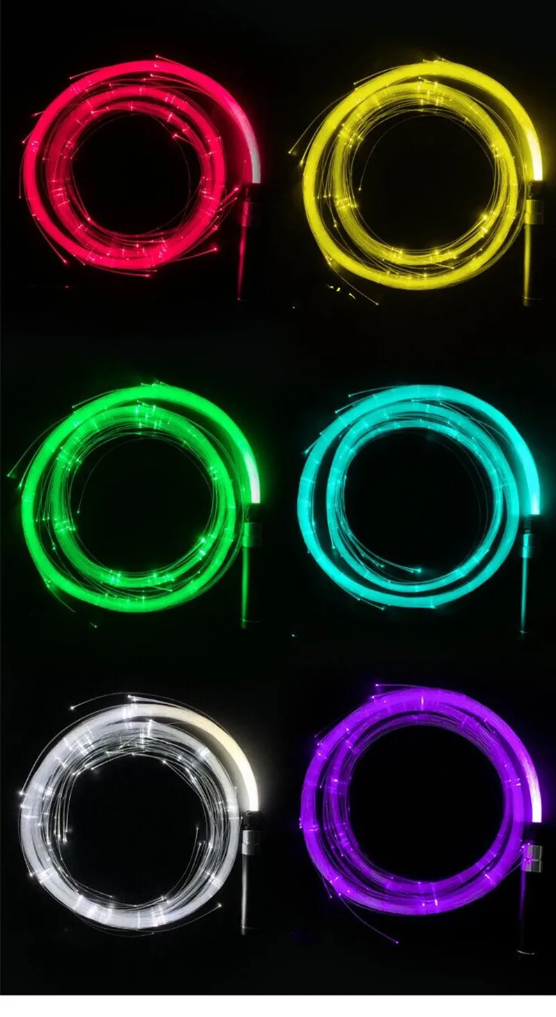 Светодиодная оптоволоконная плетка USB перезаряжаемая оптическая Ручная Веревка