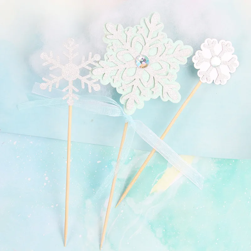3 шт. Рождественские снежинки капкейки топперы для маленьких девочек