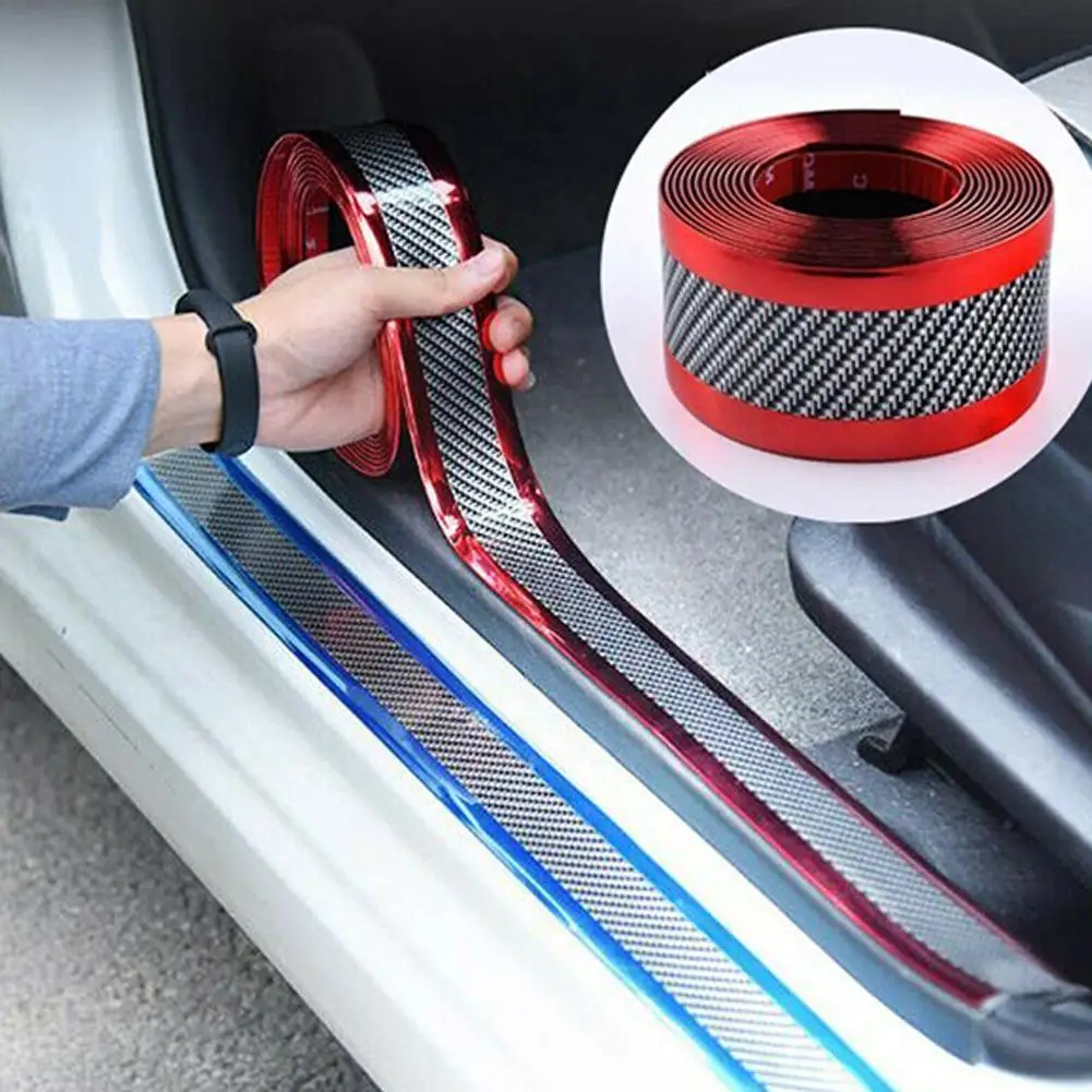 

Car Threshold Strip 1m Adapted To Modified Pedal Trim Plate Trunk Guard Strip Strip Bumper Fiber Carbon Grain Protective V5C4