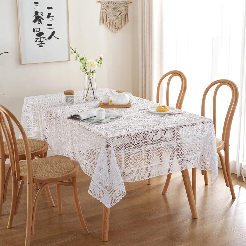 

TN Hollow Decorative Table Cloth Lace Tablecloth Rectangular Tablecloths Dining Table Cover Mesa Nappe Tablecloth For Table