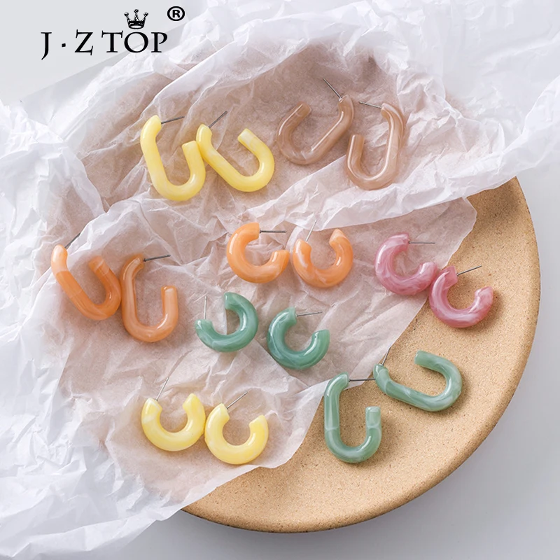 Женские разноцветные акриловые серьги гвоздики простые простроченные с