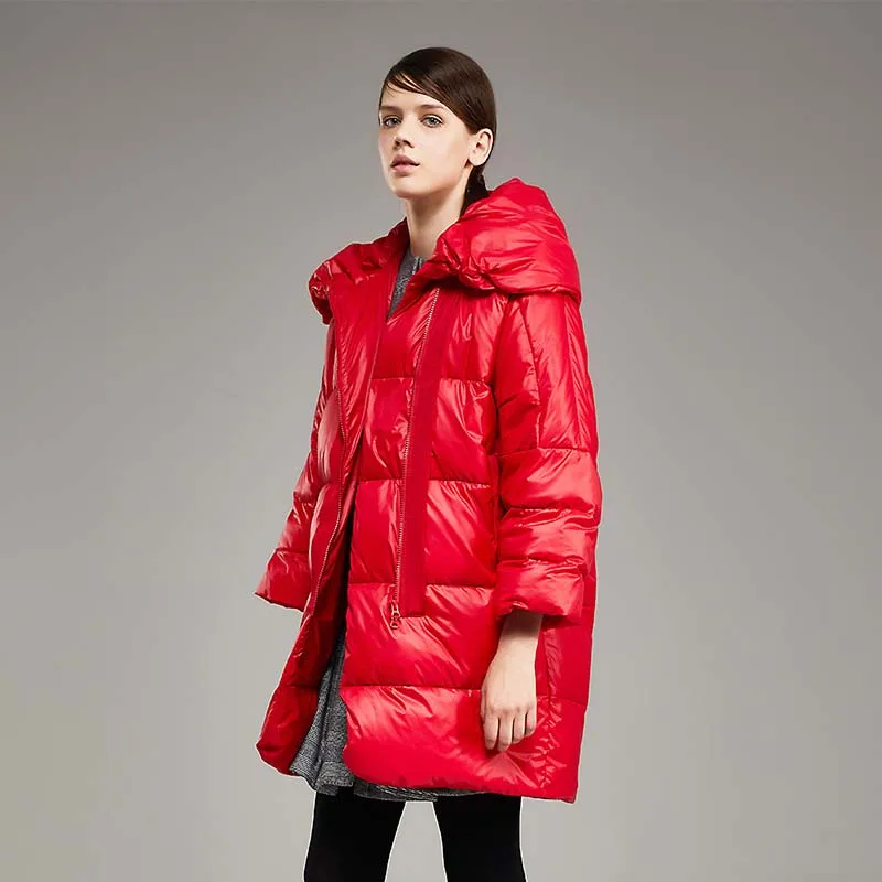 Women Goose duck down jacket Winter 2020 Fashion Turn collar Warm Female Coat Loose casual Long Outwear Elegant YNZZU 9O143 | Женская