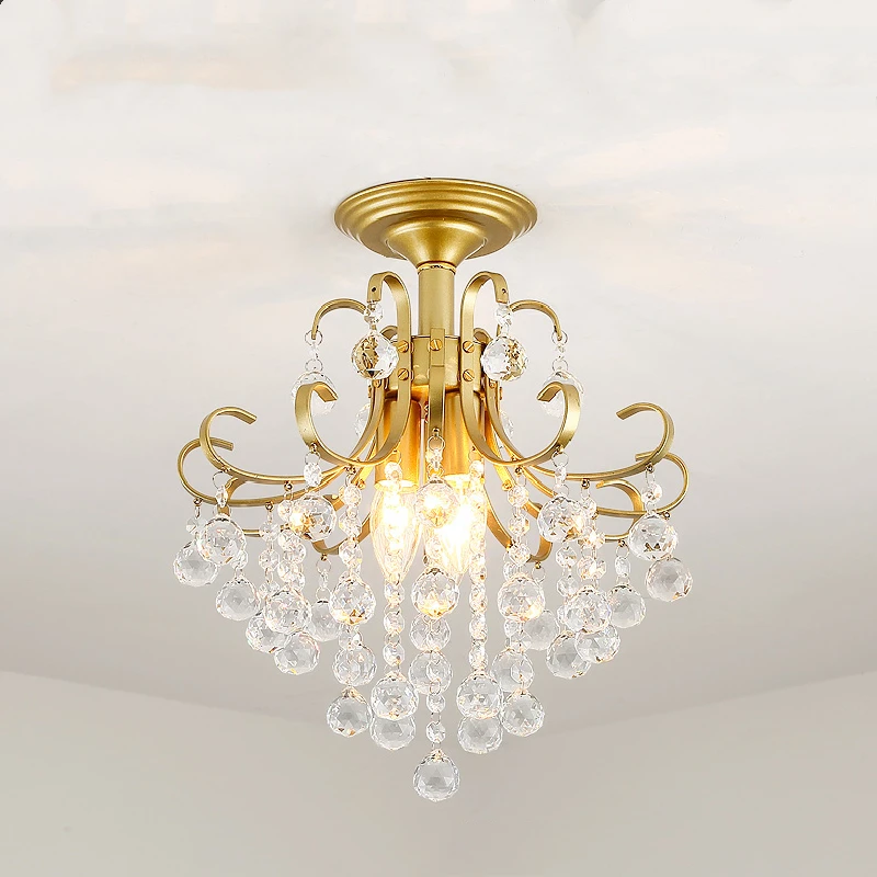 American luxury Crystal Pendant Lighting Small Gold/Black Haning Lamp Wedding Decorations Ceiling Chandelier Light Fixture